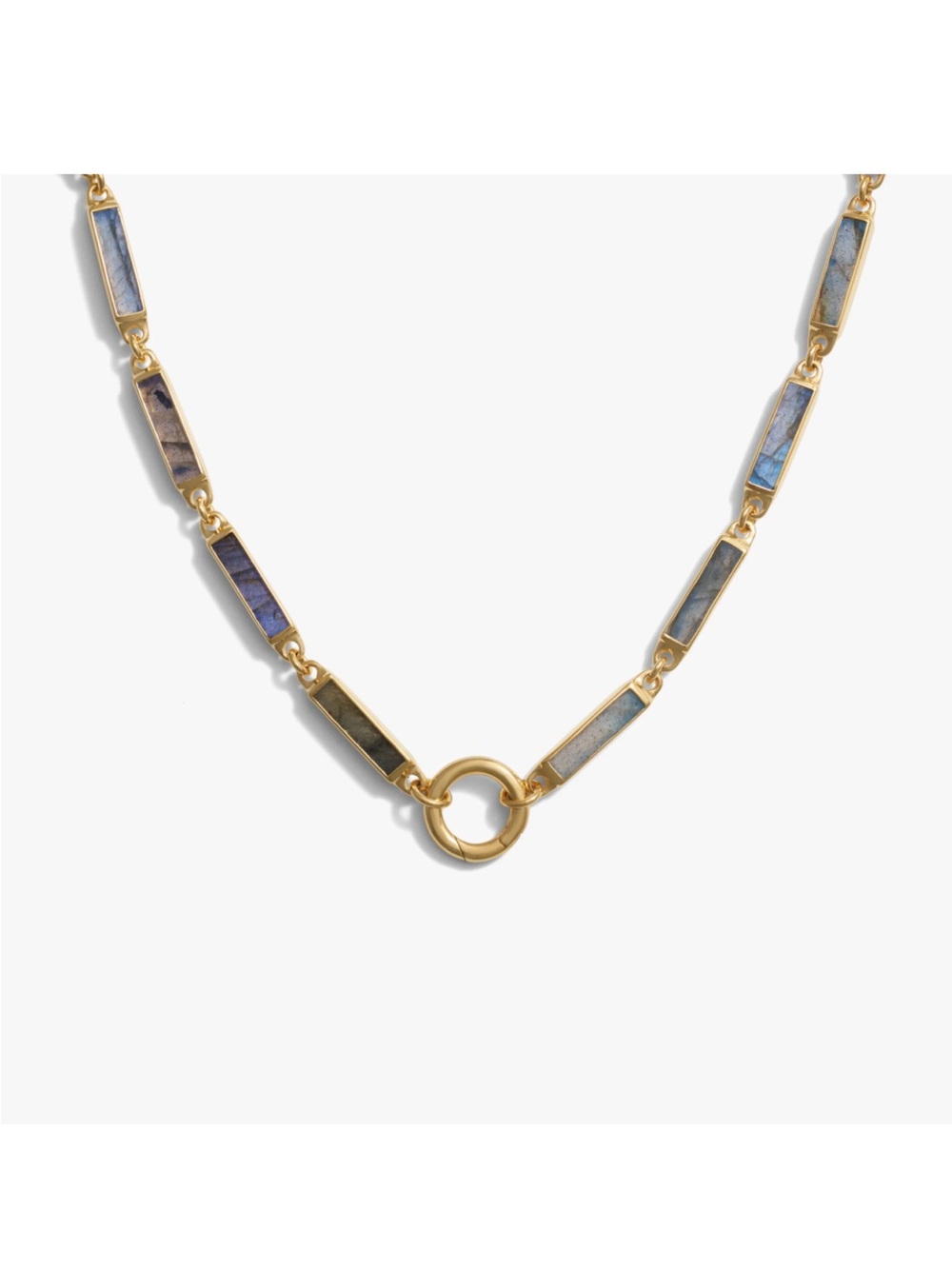 Gold-Frame Labradorite Bar Necklace - Blue